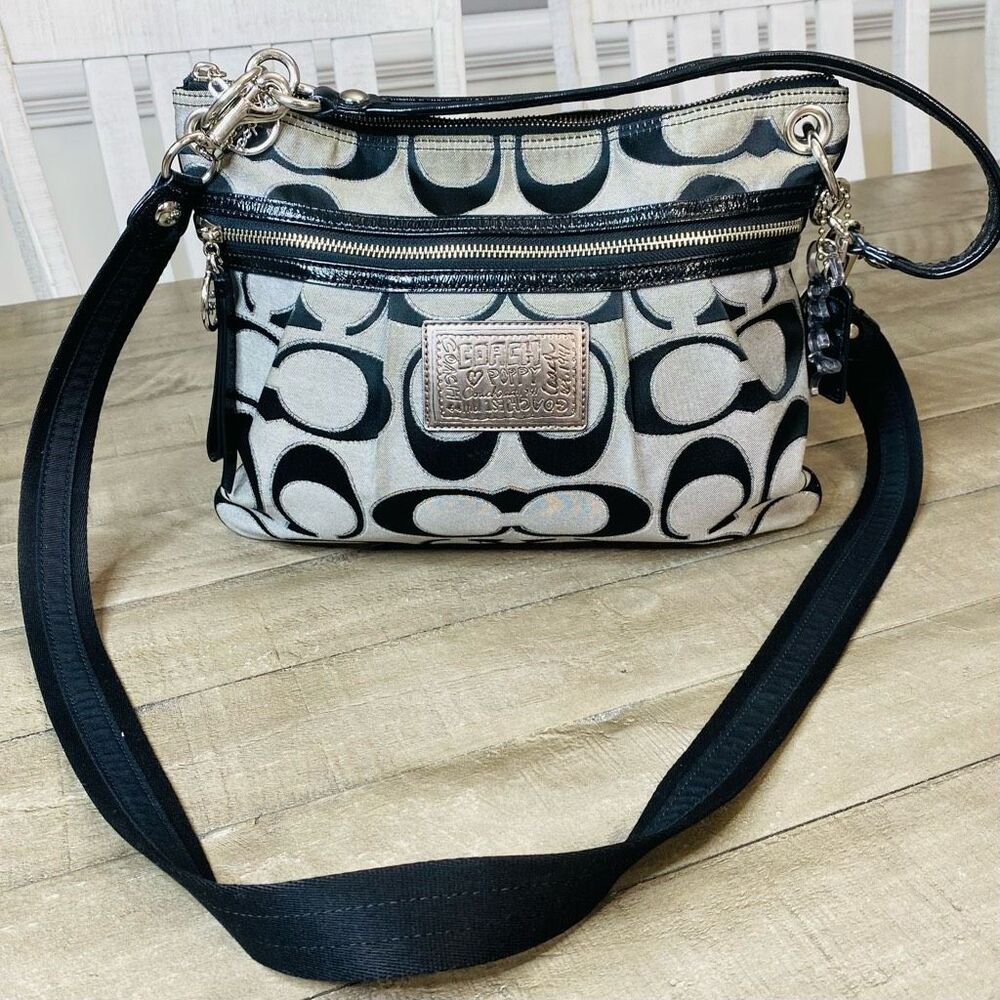 COACH 17047 Poppy Signature Sateen Lurex Hippie Moonlight Satchel